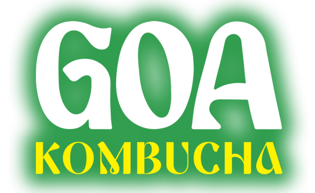 Logo marque goa kombucha vert blanc et jaune